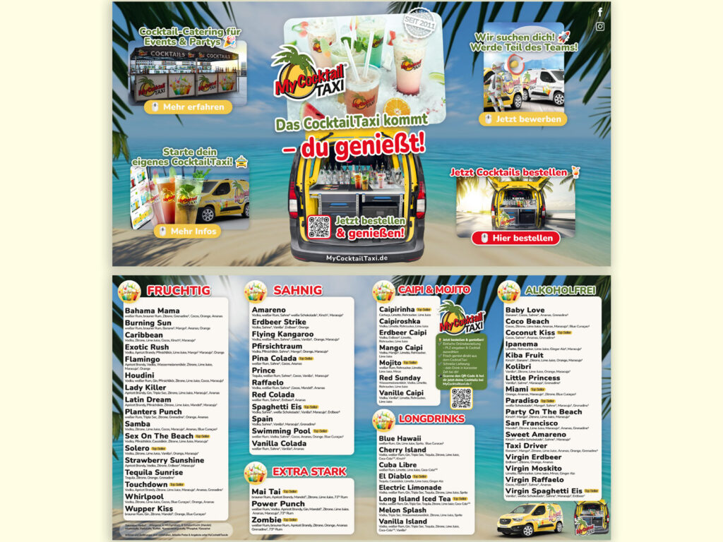 Digitale Cocktailkarte als interaktives PDF – MyCocktailTaxi
